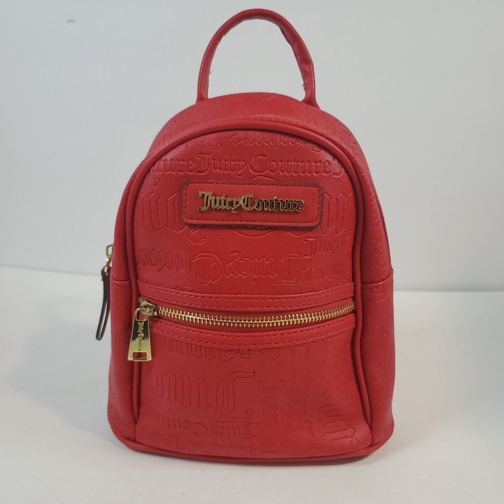 Juicy Couture Cherry Red Small Y2K Purse Mini Backpack Allover Logo